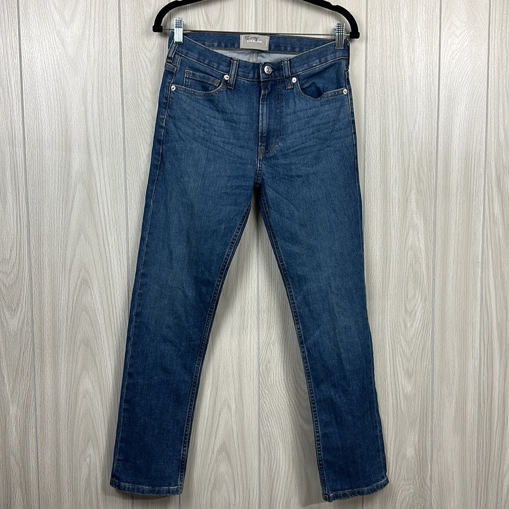 Everlane Straight Leg Jeans in Medium Blue Denim